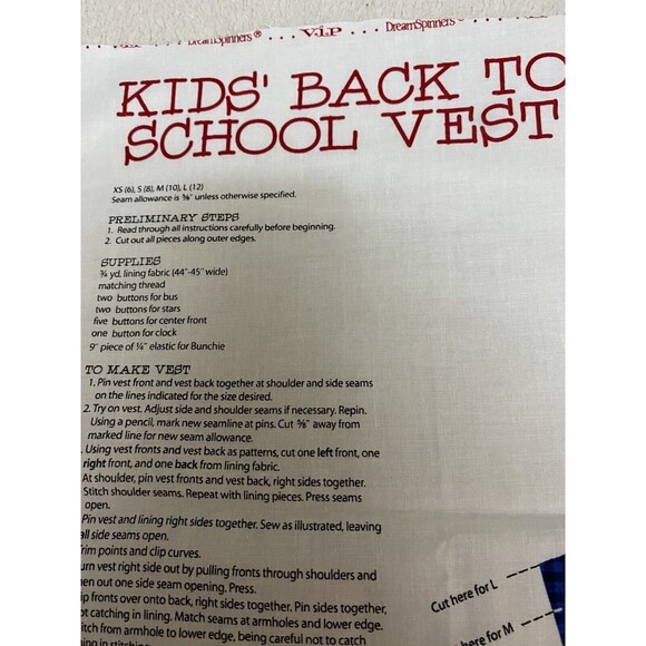 Kids Back To School Vest Cut And Sew New - Picture 2 of 6